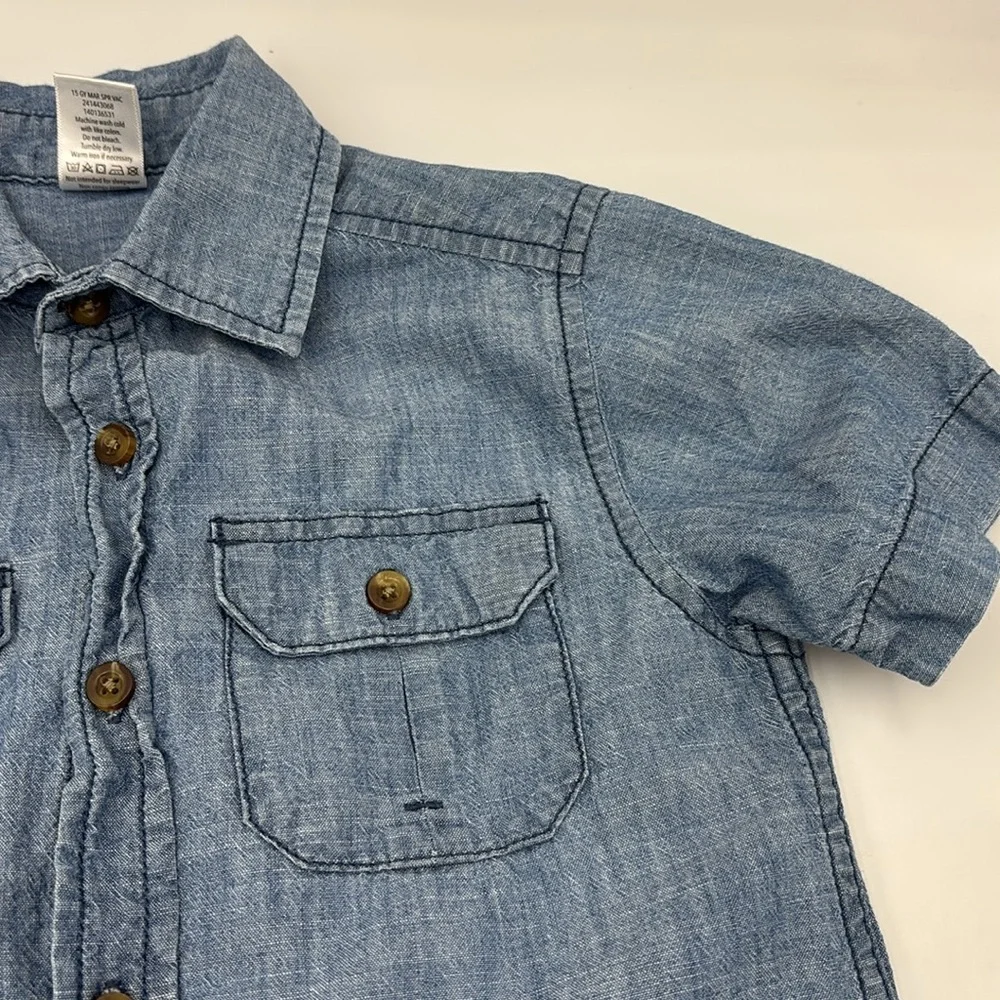 Gymboree Boys Button-Down Chambray Short Sleeve Shirt